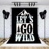 Lofaris Black Lets Go Wild Mountain Forest Trees Backdrop